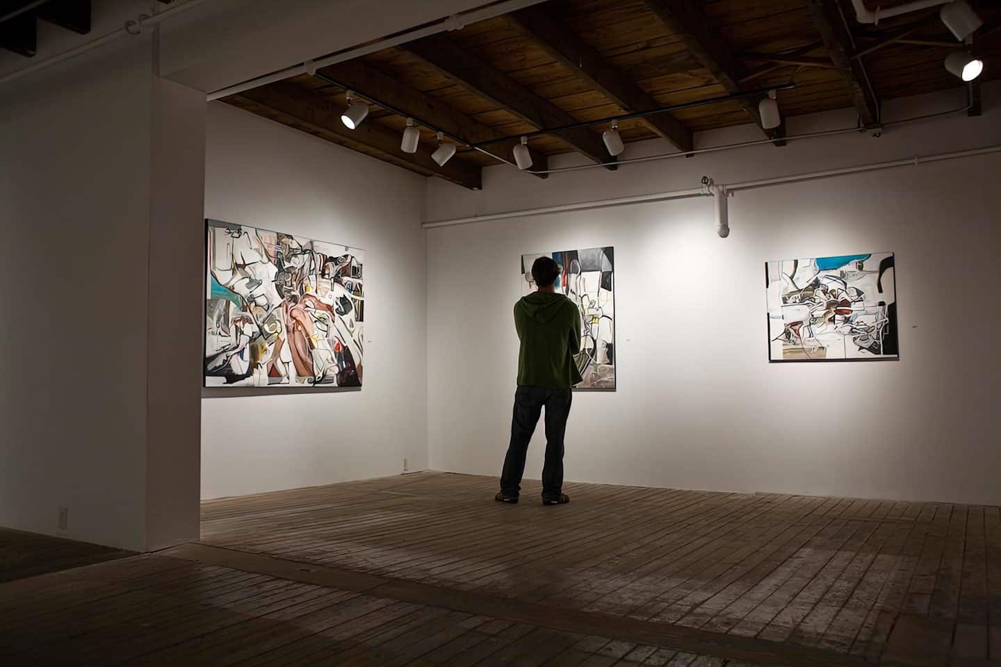 Alex Fischer,  (FAR RIGHT) MR City Planning, 2007, 30×36 inch acrylic on canvas